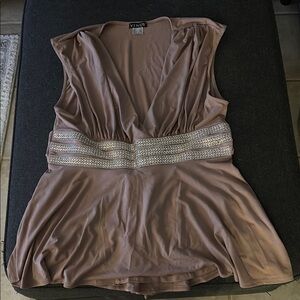 Venus Women's Taupe Top with Silver Accents
